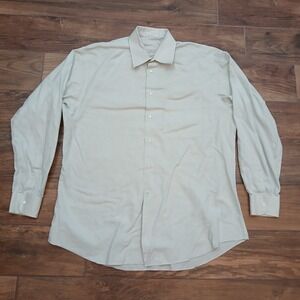 Ermenegildo Zegna Shirt Mens 16.5 42 Green Check Button Dress Casual Long Sleeve